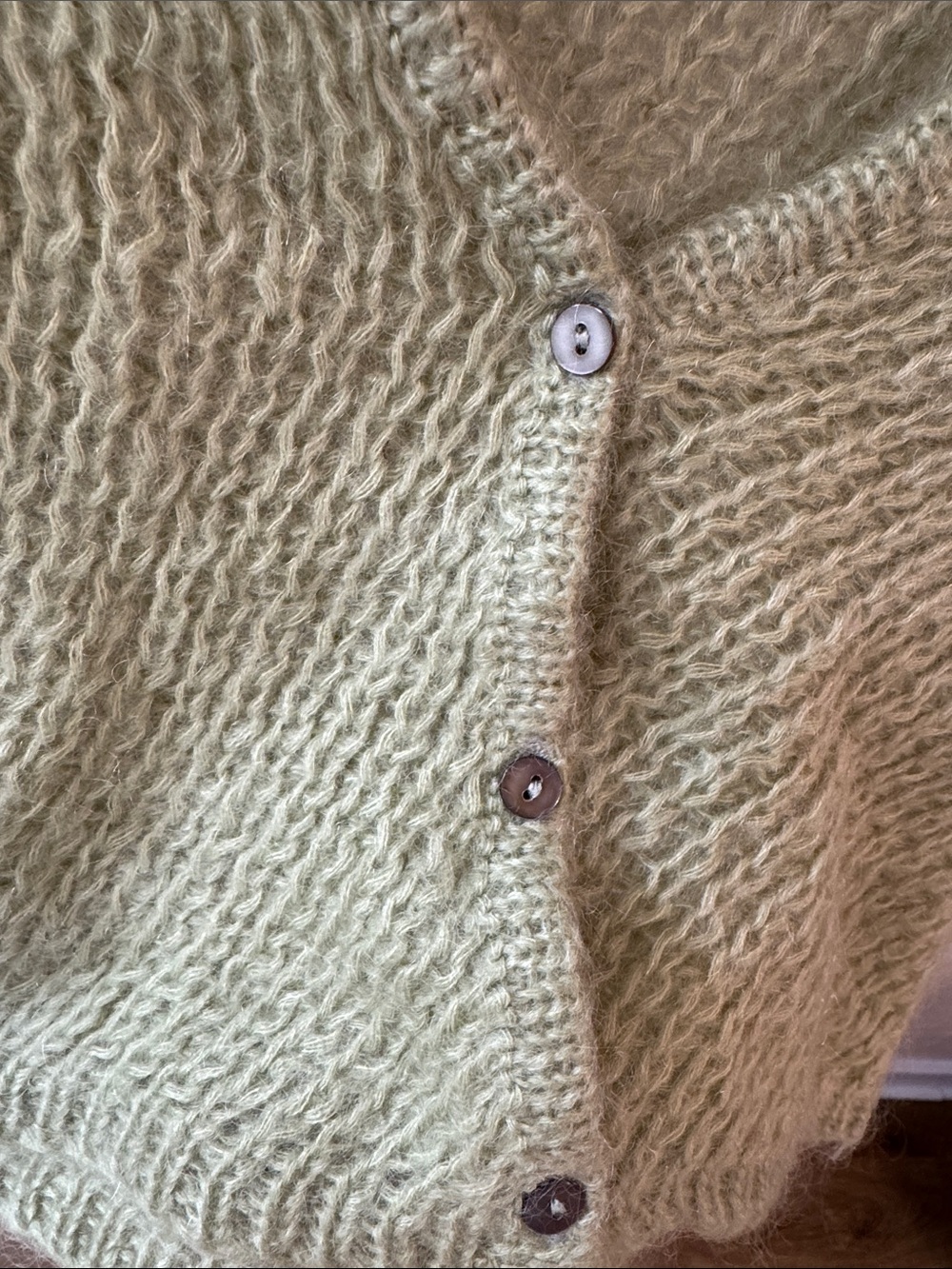 Free People Mohair Blend Cropped Cardigan Sage Green Button Front M - Picture 5 of 8